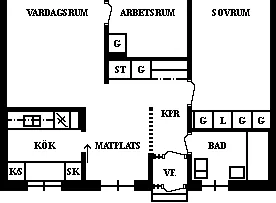 3 rums lägenhet i Umeå