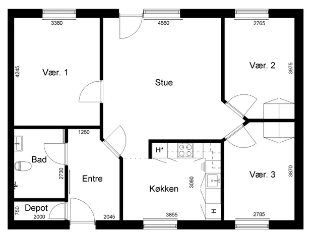 4 værelses hus på 98 m