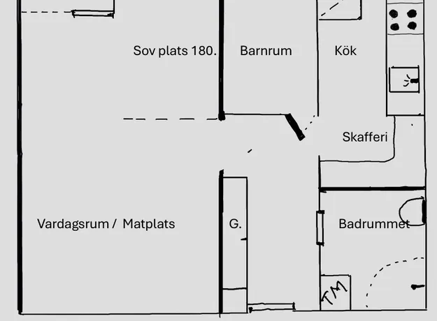 1 rums lägenhet i Mariestad