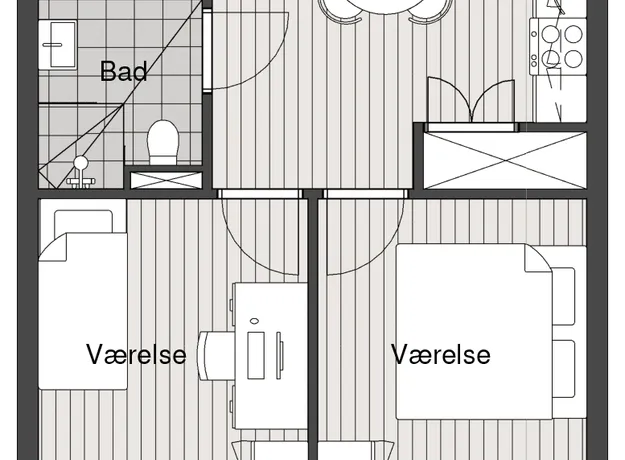 3 værelses lejlighed på 55 m