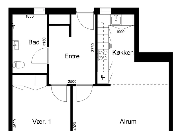 2 værelses lejlighed på 78 m