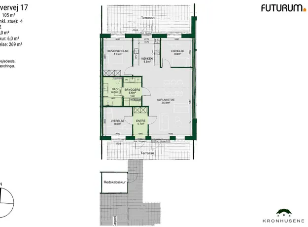 4 værelses hus på 105 m