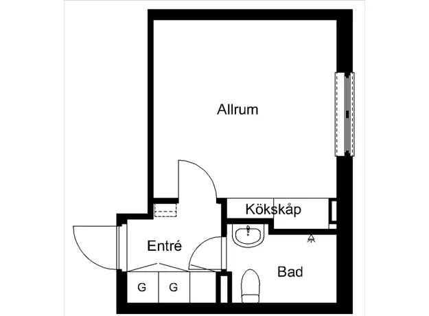 1 rums lägenhet i Karlstad