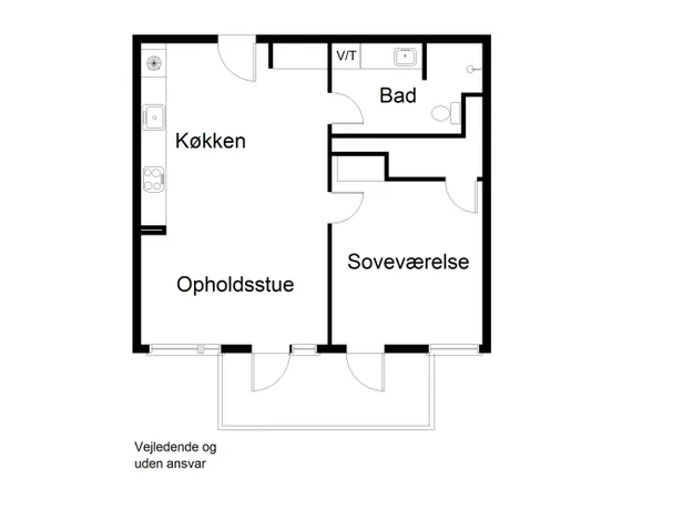 2 værelses lejlighed på 56 m