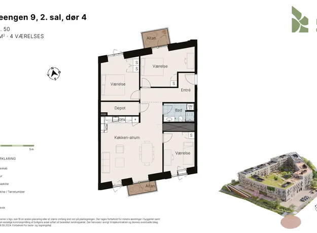 4 værelses lejlighed på 112 m