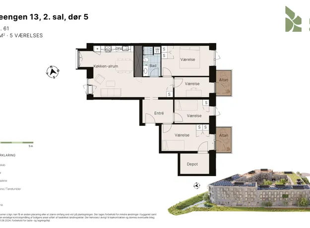 5 værelses lejlighed på 113 m