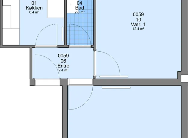 2 værelses lejlighed på 57 m