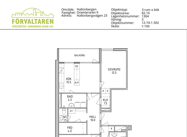 3 rums lägenhet i Sundbyberg