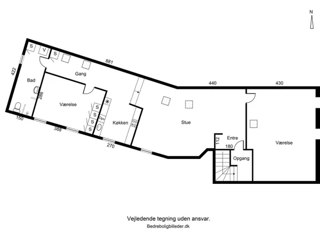 3 værelses lejlighed på 117 m