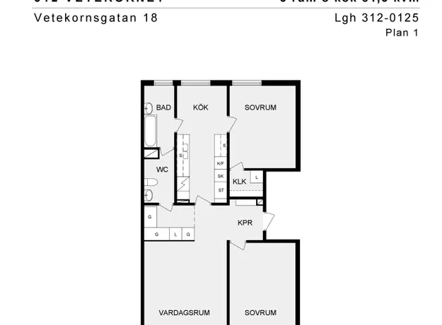 3 rums lägenhet i Mölndal