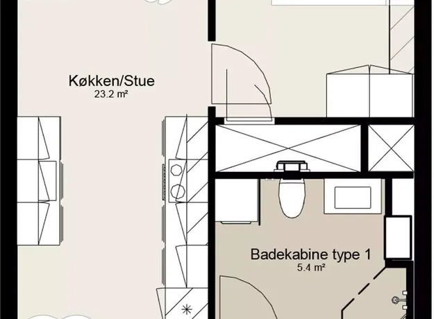 2 værelses lejlighed på 64 m