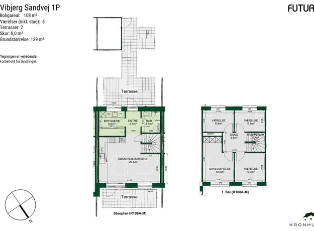 5 værelses hus på 108 m