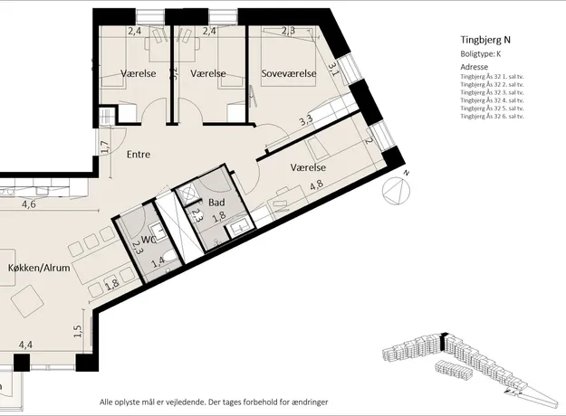 5 værelses lejlighed på 116 m