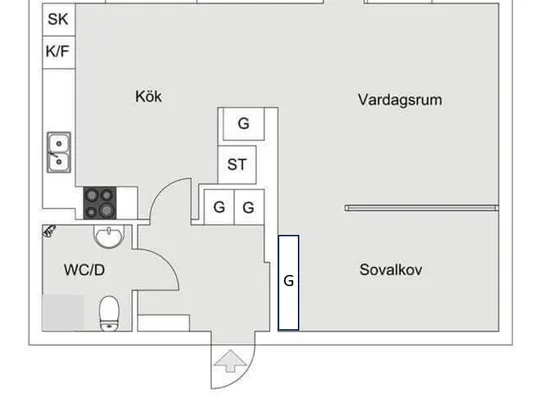 1 rums lägenhet i Västerhaninge