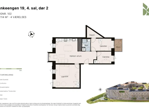 4 værelses lejlighed på 114 m