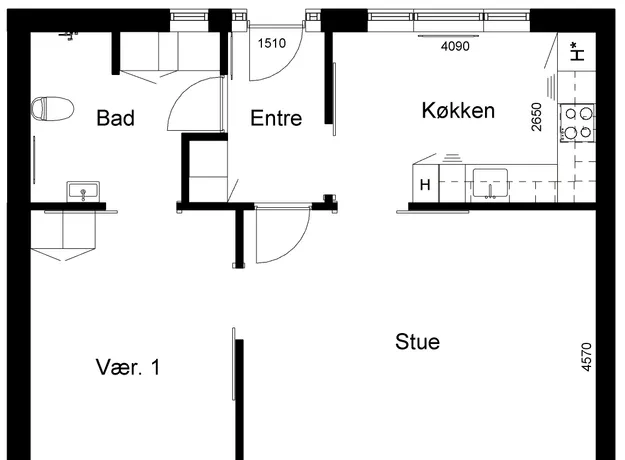 2 værelses lejlighed på 72 m