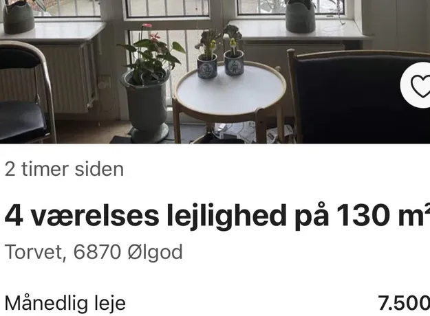 4 værelses lejlighed på 130 m