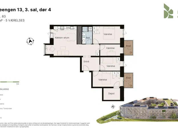 5 værelses lejlighed på 113 m