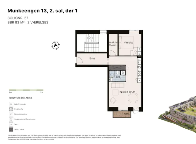 2 værelses lejlighed på 83 m