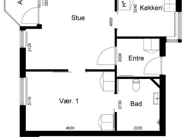 2 værelses hus på 67 m